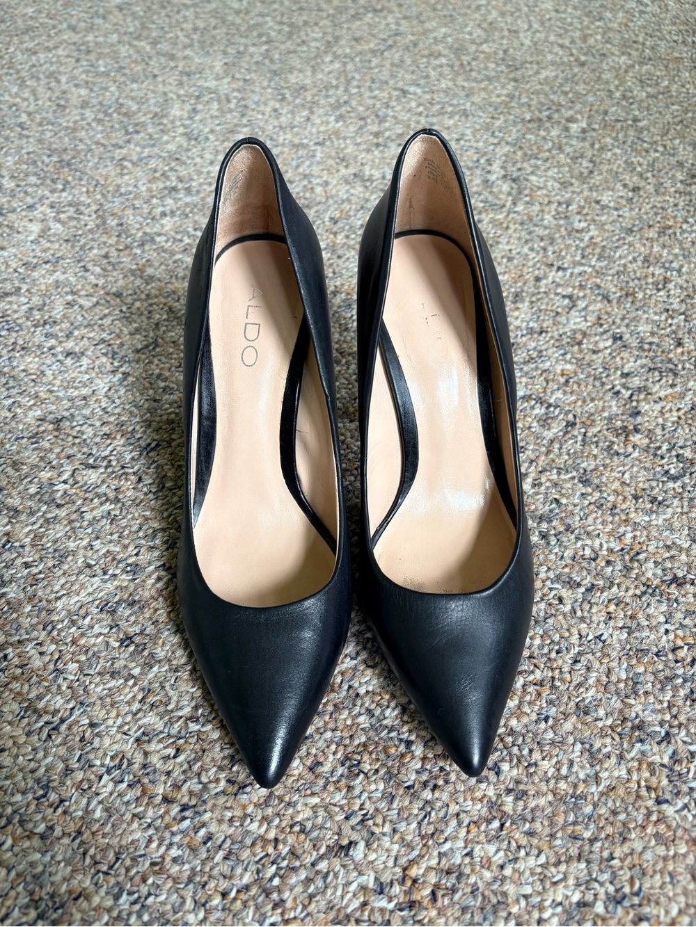 Aldo Black Pointed-Toe Leather Pumps